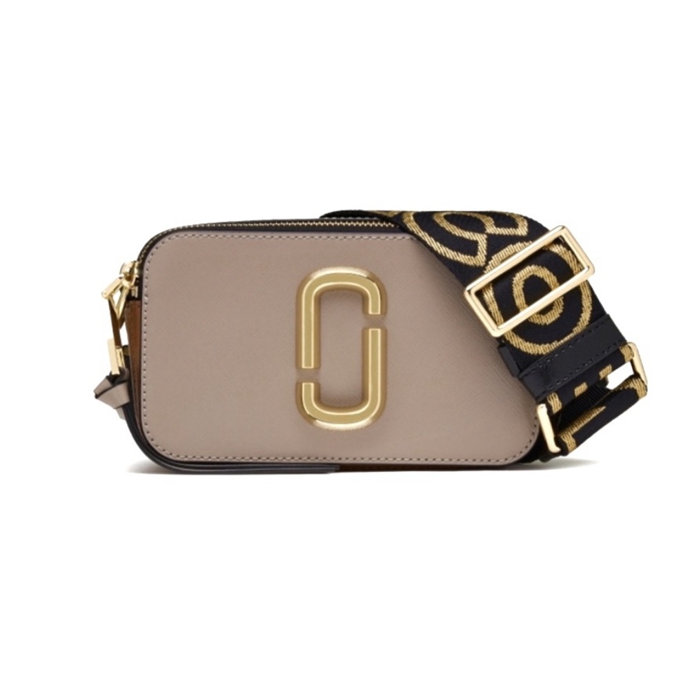NEW Marc Jacobs Beige Brown Cement Grey The Snapshot Camera Crossbody Bag Purse